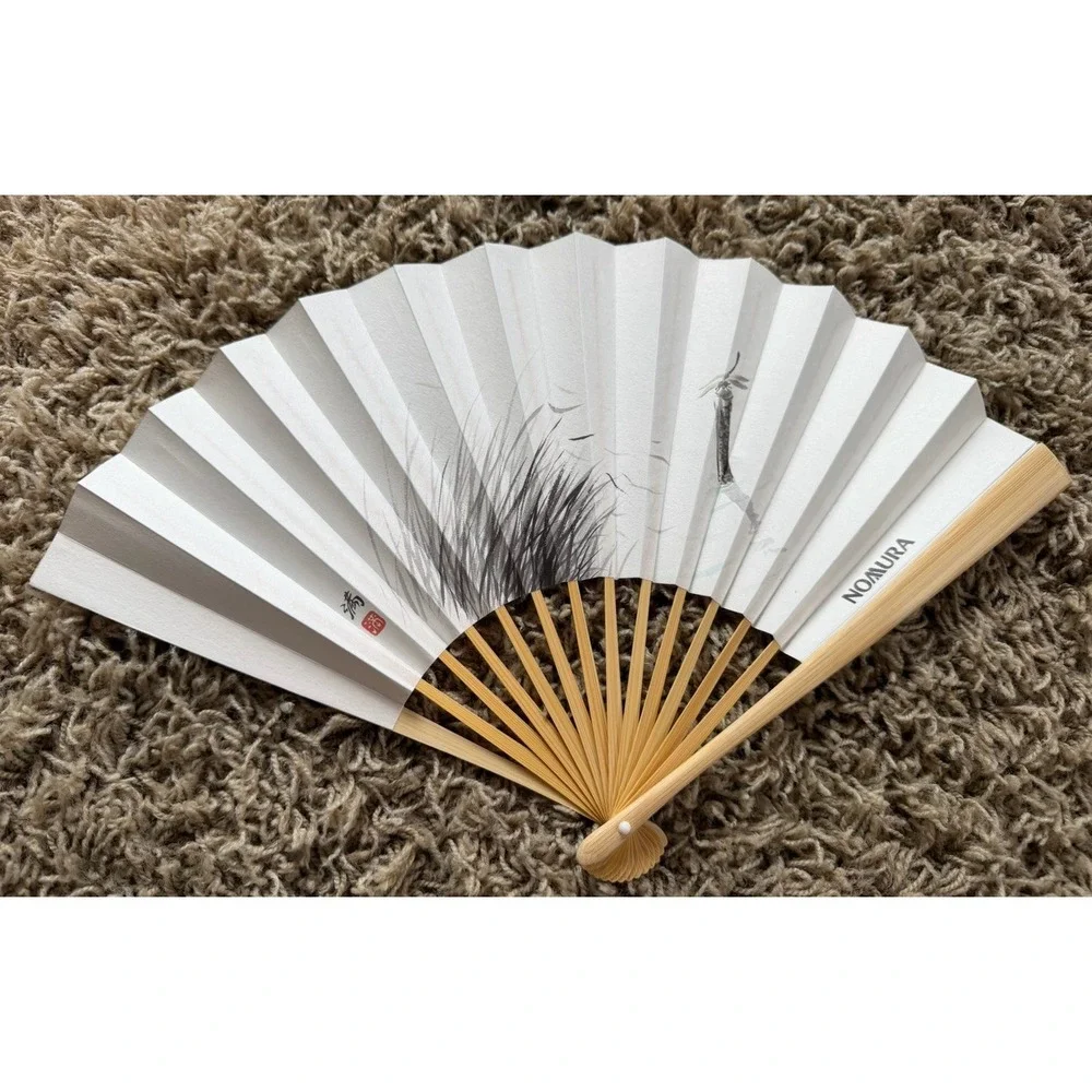 Lot Of Five Folding Hand Fans Wooden And Paper - Picture 8 of 10
